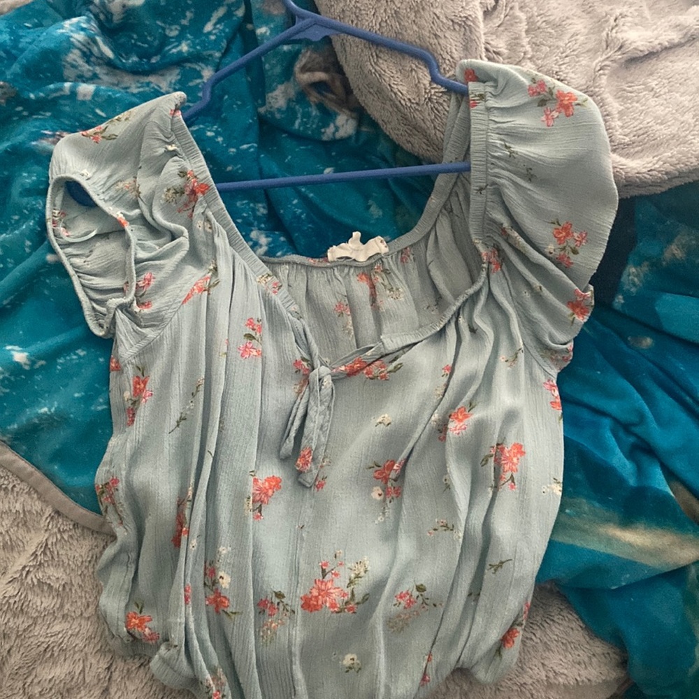 blue floral crop top